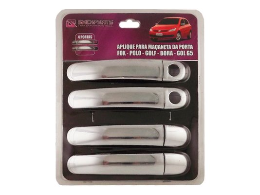 Aplique Cromado Para Maçanetas 04 Portas Bora, Fox, Gol G5 08>, Golf 99>, Polo 02> E Voyage 08> Shekparts 08.008