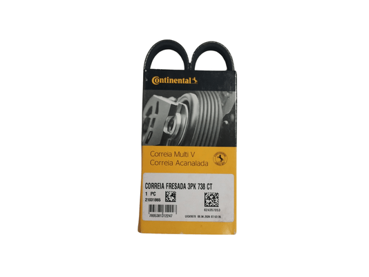 Correia Poly V 206 1.0 16v 01>, Clio 1.0 8v/16v 00>, Kangoo 1.0 8v/16v 99>, Logan 1.0 16v 07>, Sandero 1.0 16v 08> Continental 3pk0738