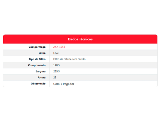 Filtro De Cabine Sentra 2.0 16v 14> Wega Akx1958