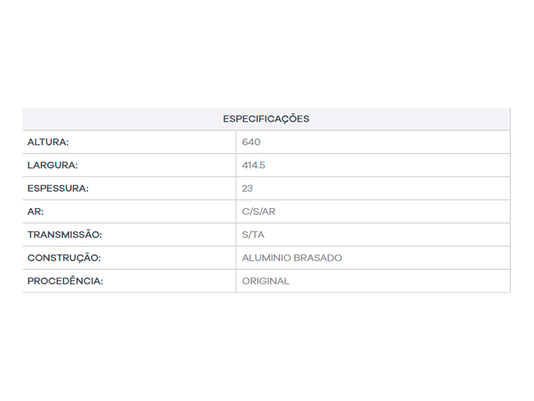 Radiador Punto 08> Valeo 735308